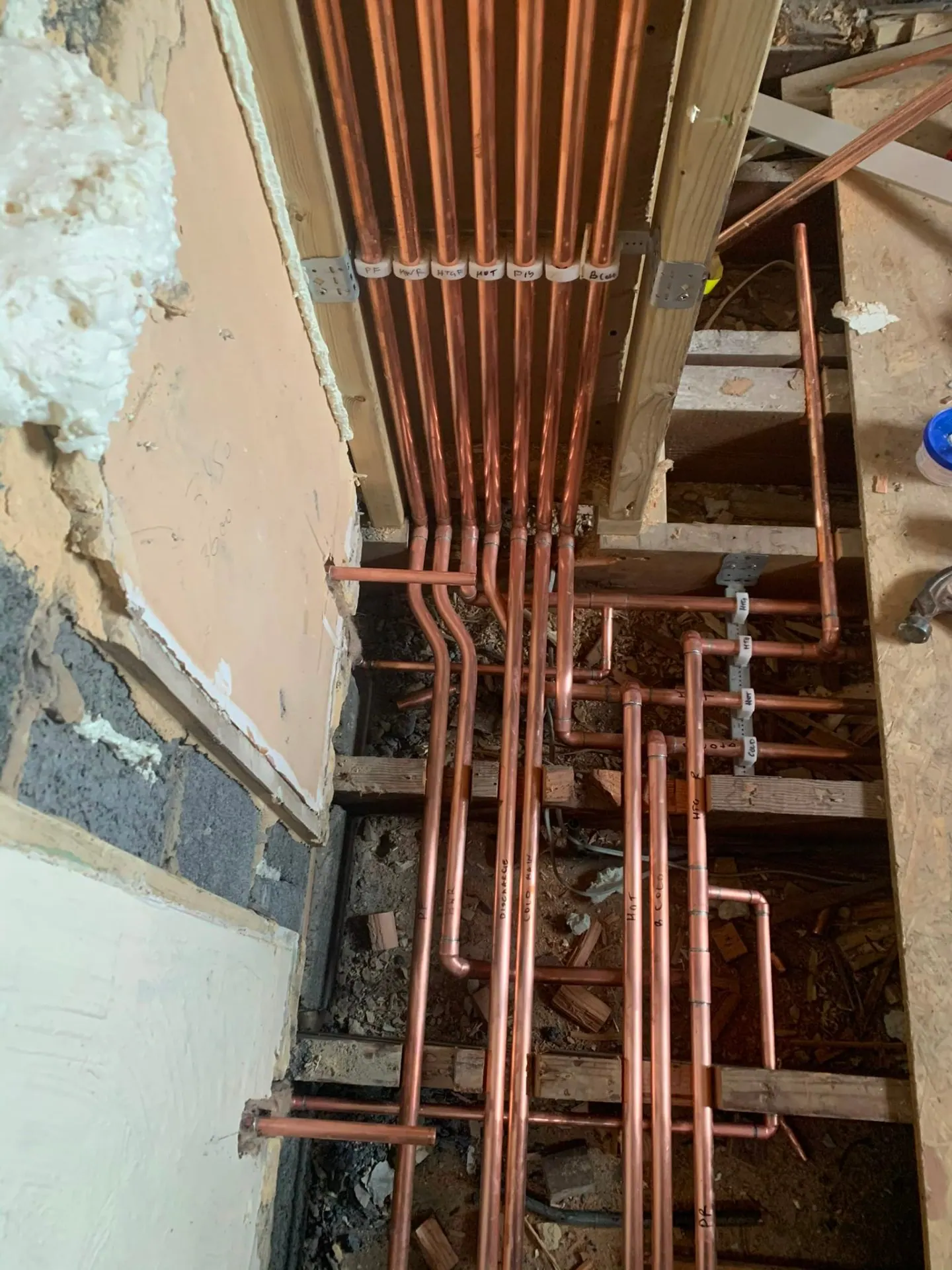Neat copper primary pipework for a central heating rebuild, Surrey