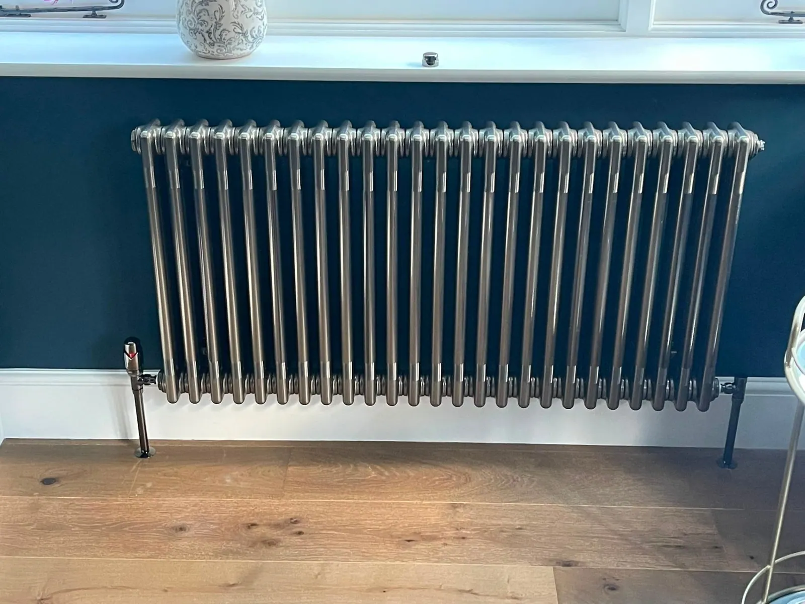 Chrome column radiator fitted as part of a central heating upgrade in Ashford