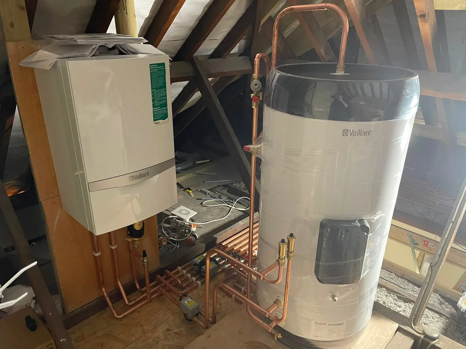Loft boiler and unvented cylinder installation in a Surrey home